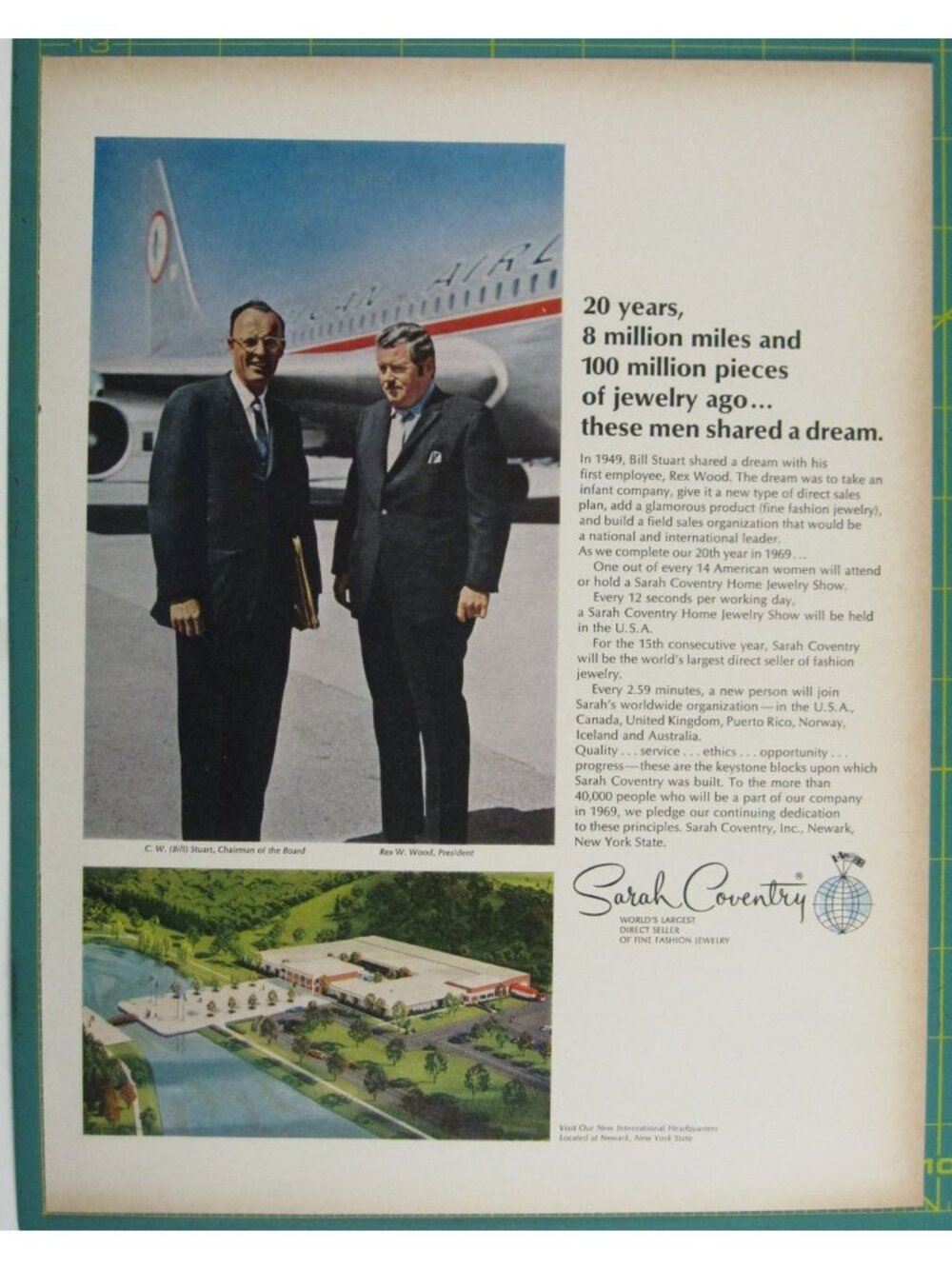Print Ad Sarah Coventry 1969 Jewelry Sales Achievement History Founders